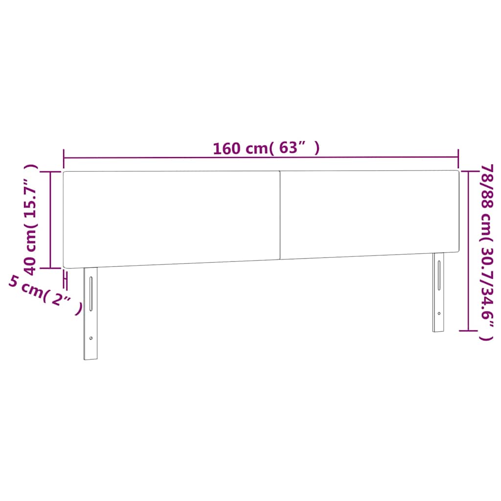 cappuccino színű műbőr LED-es fejtámla 160 x 5 x 78/88 cm