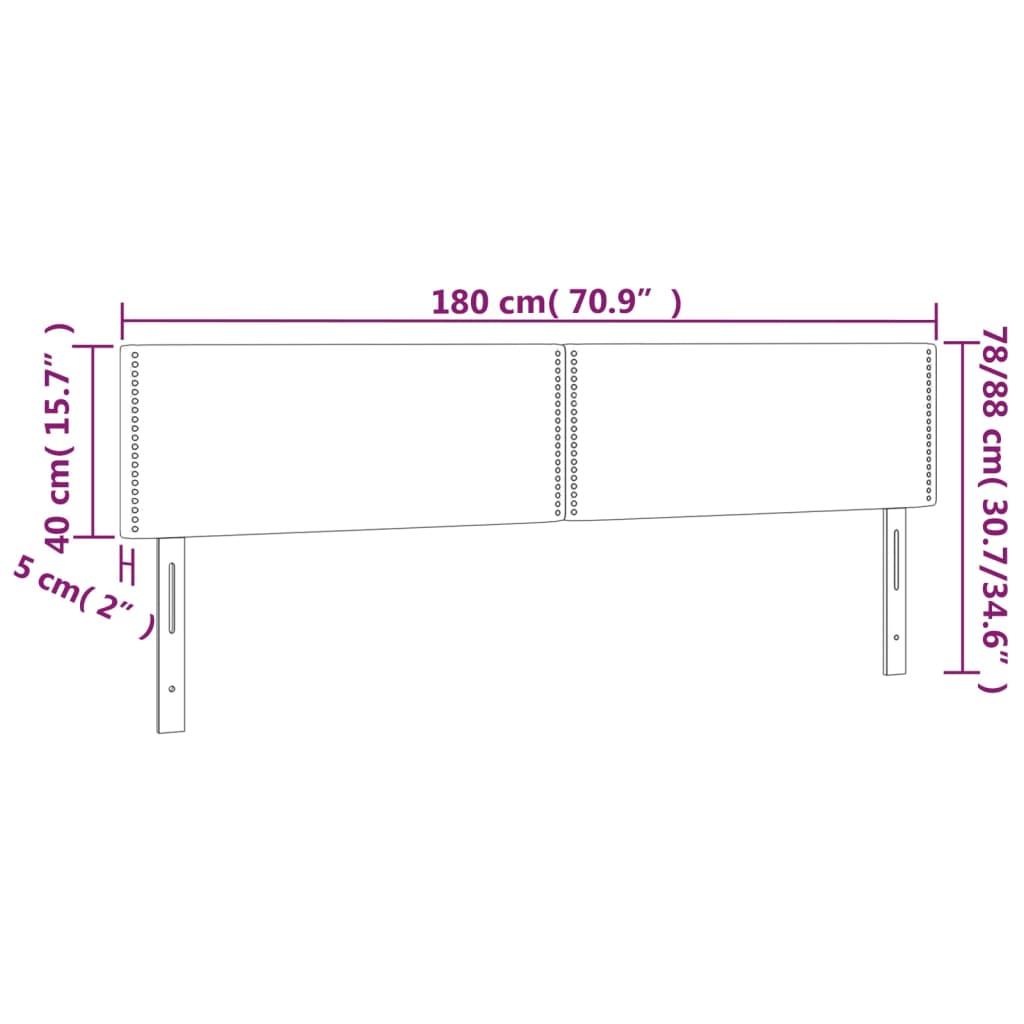sötétszürke szövet LED-es fejtámla 180x5x78/88 cm