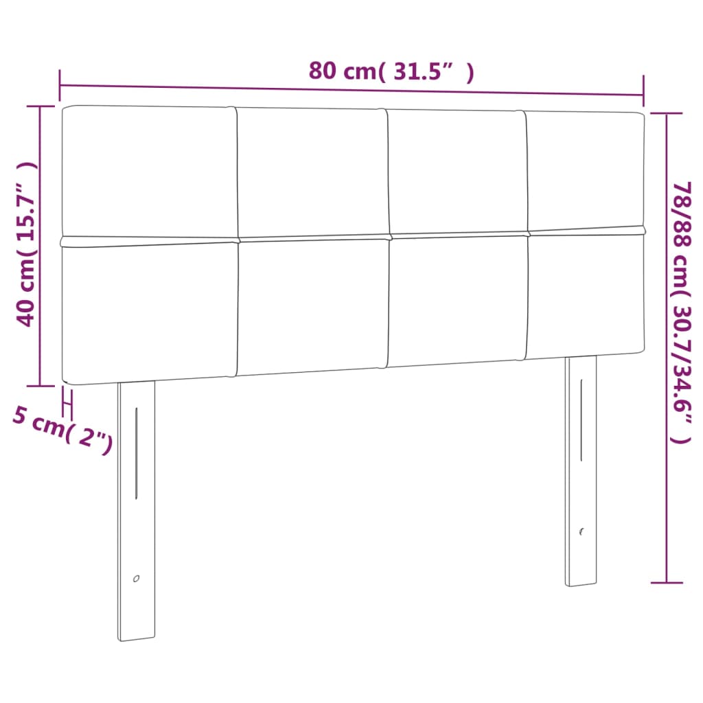 sötétszürke szövet LED-es fejtámla 80 x 5 x 78/88 cm