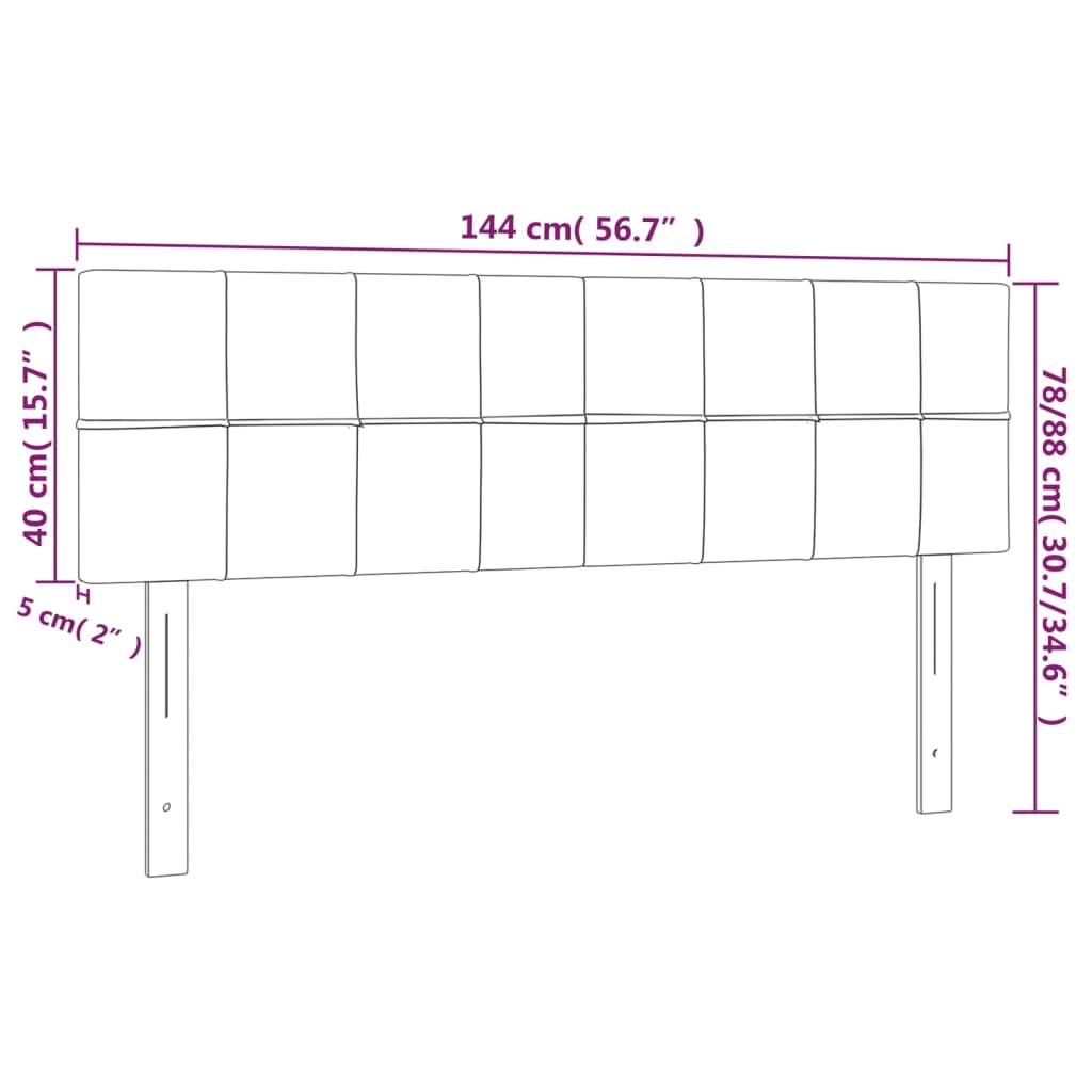 sötétbarna szövet LED-es fejtámla 144x5x78/88 cm