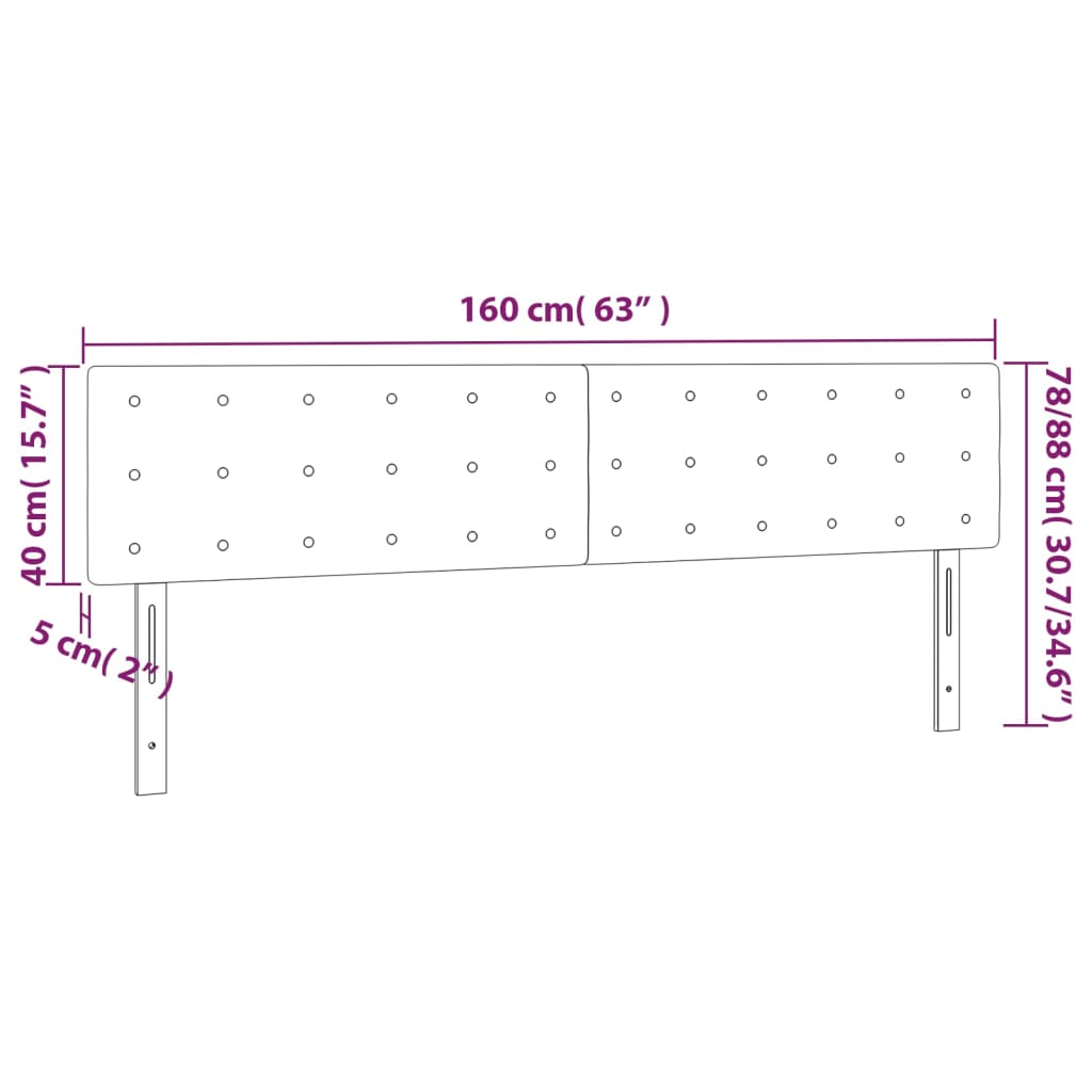 krémszínű műbőr LED-es fejtámla 160 x 5 x 78/88 cm