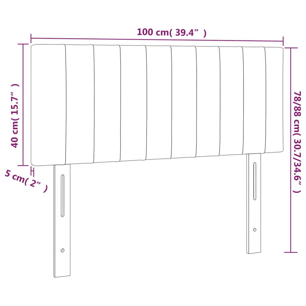 fekete szövet LED-es fejtámla 100x5x78/88 cm
