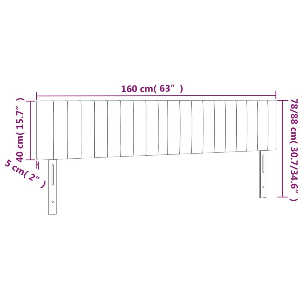 fekete szövet LED-es fejtámla 160x5x78/88 cm
