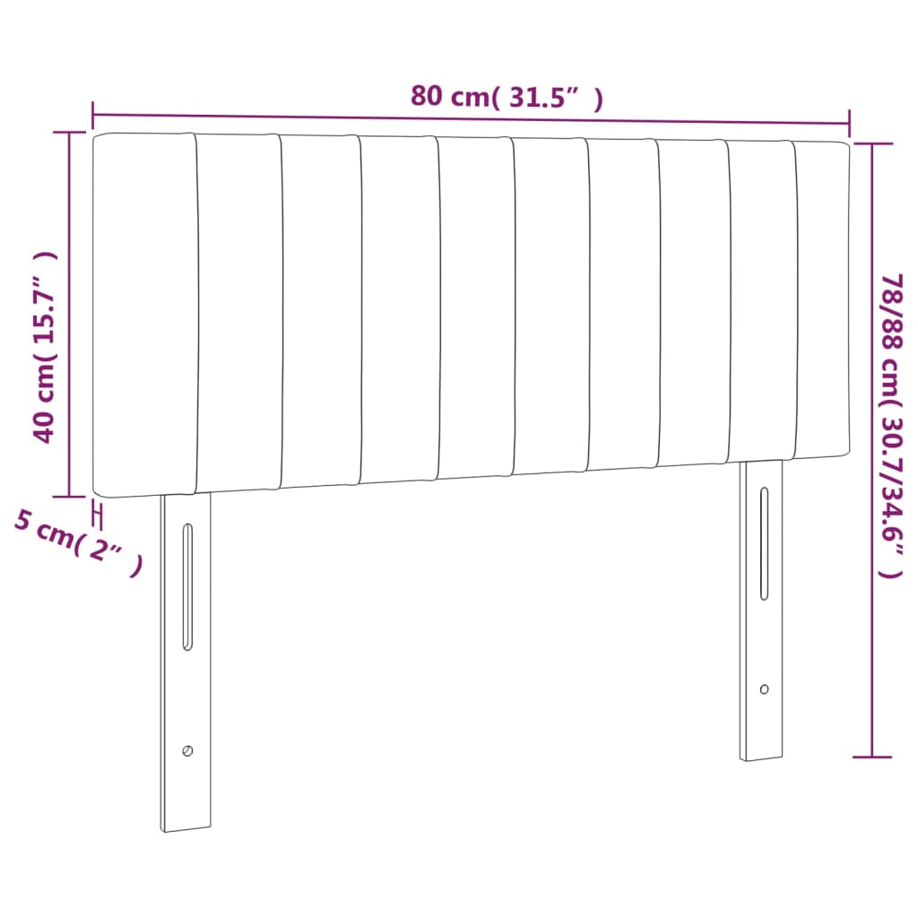 világosszürke bársony LED-es fejtámla 80 x 5 x 78/88 cm