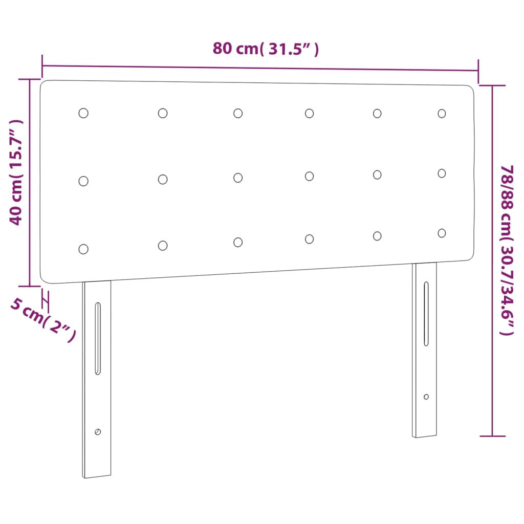 tópszínű szövet LED-es fejtámla 80 x 5 x 78/88 cm