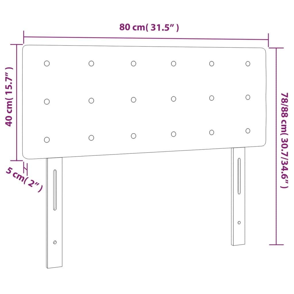fekete bársony LED-es fejtámla 80 x 5 x 78/88 cm