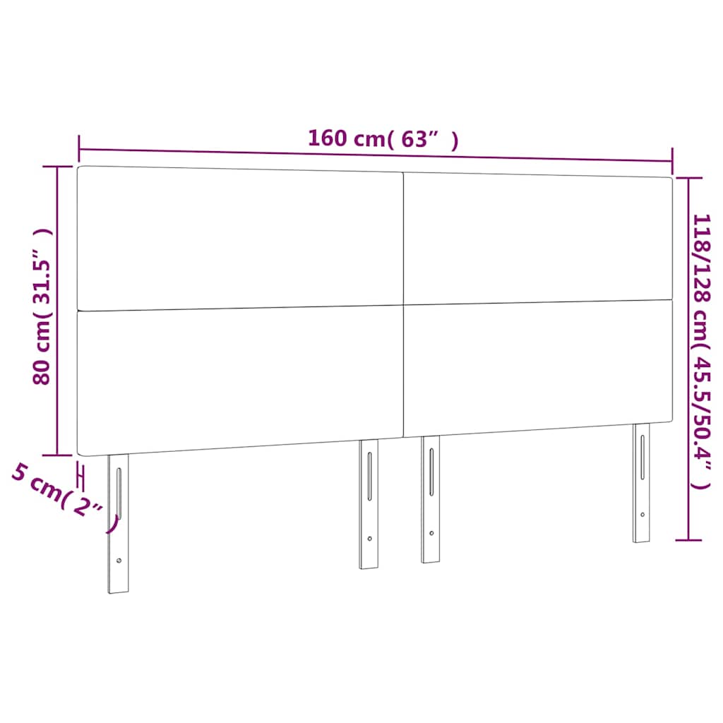 cappuccino műbőr LED-es fejtámla 160x5x118/128 cm