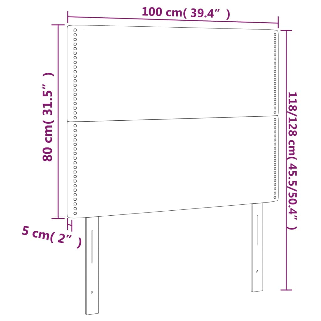 fekete szövet LED-es fejtámla 100x5x118/128 cm