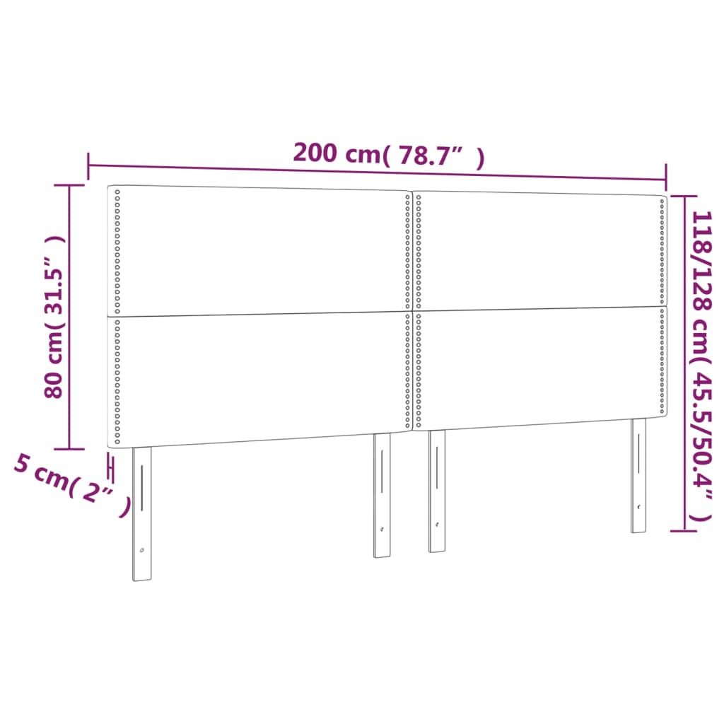 sötétbarna szövet LED-es fejtámla 200x5x118/128 cm