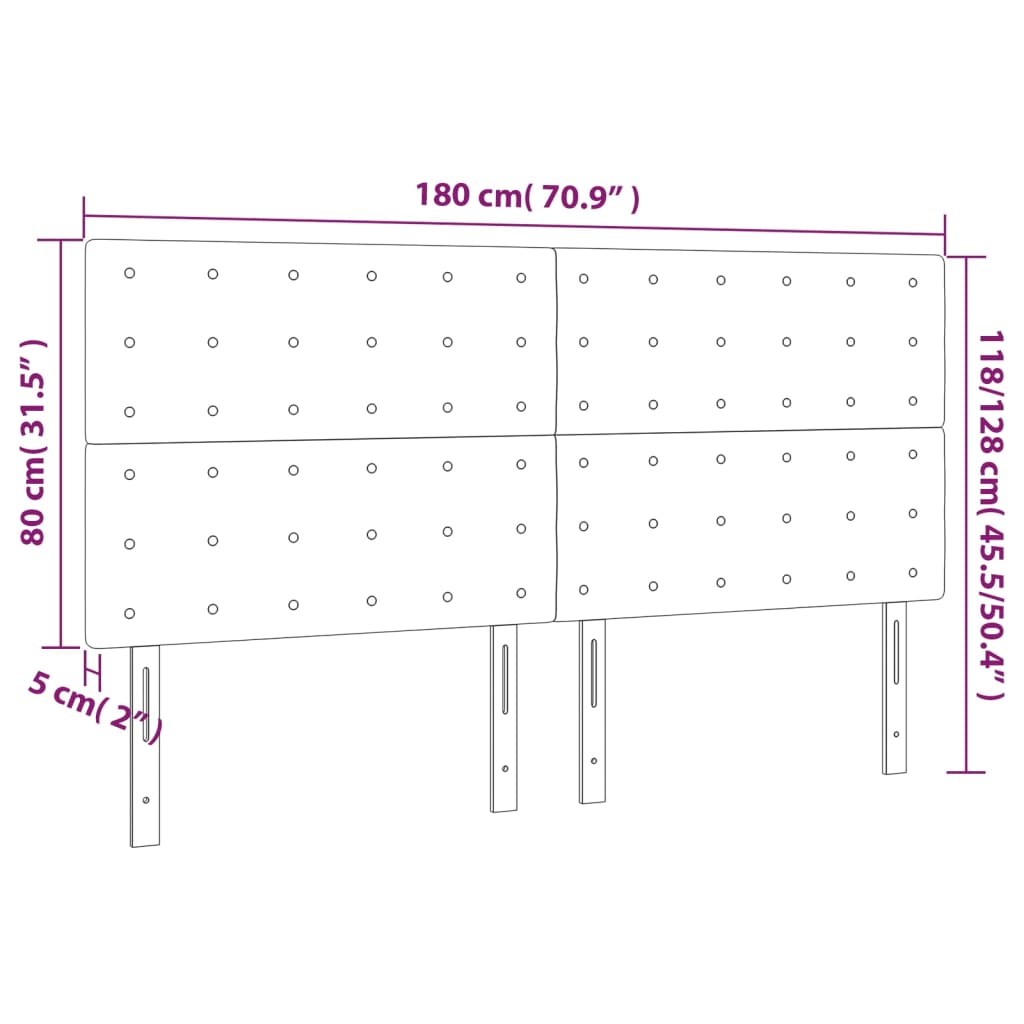 fekete műbőr LED-es fejtámla 180x5x118/128 cm