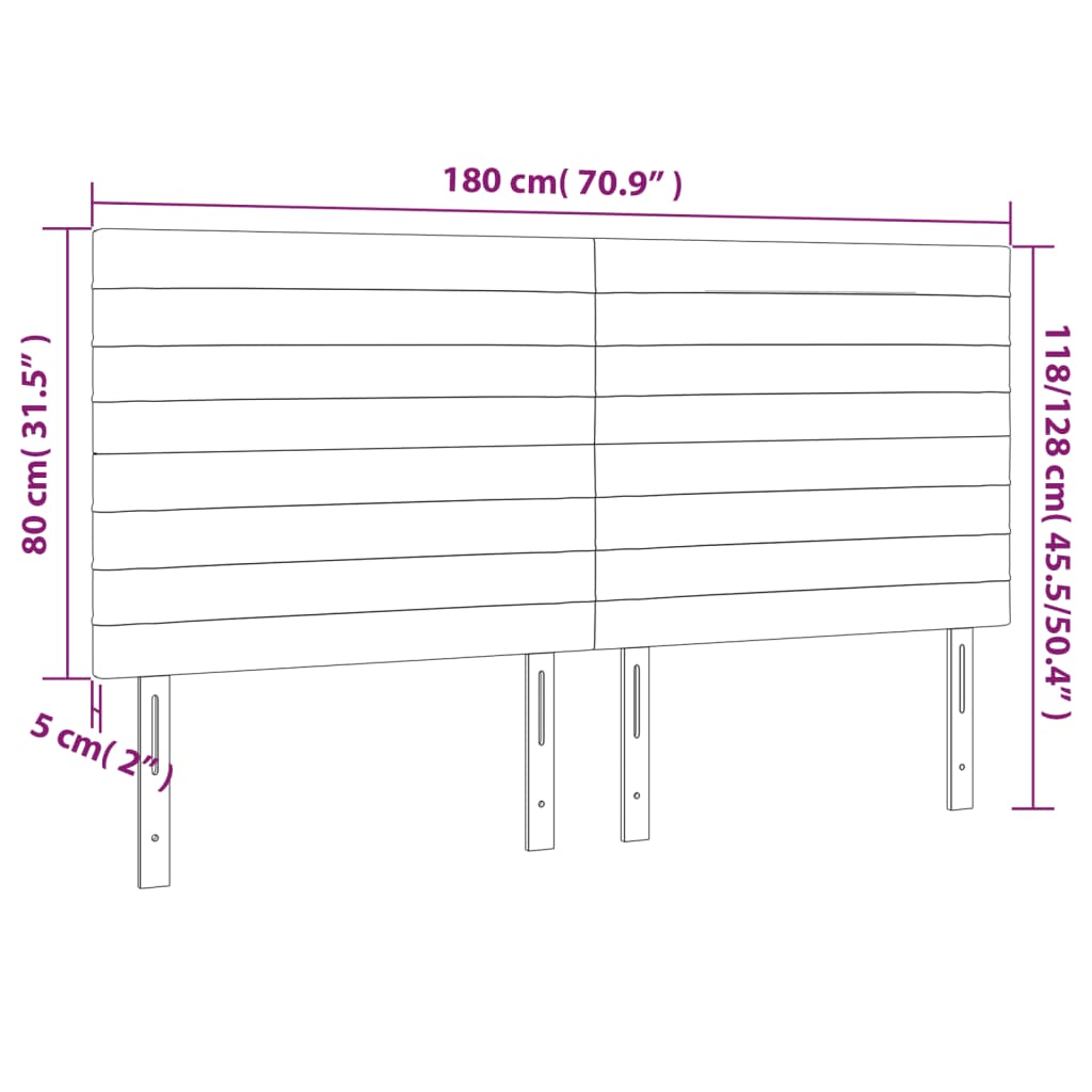 fekete szövet LED-es fejtámla 180x5x118/128 cm