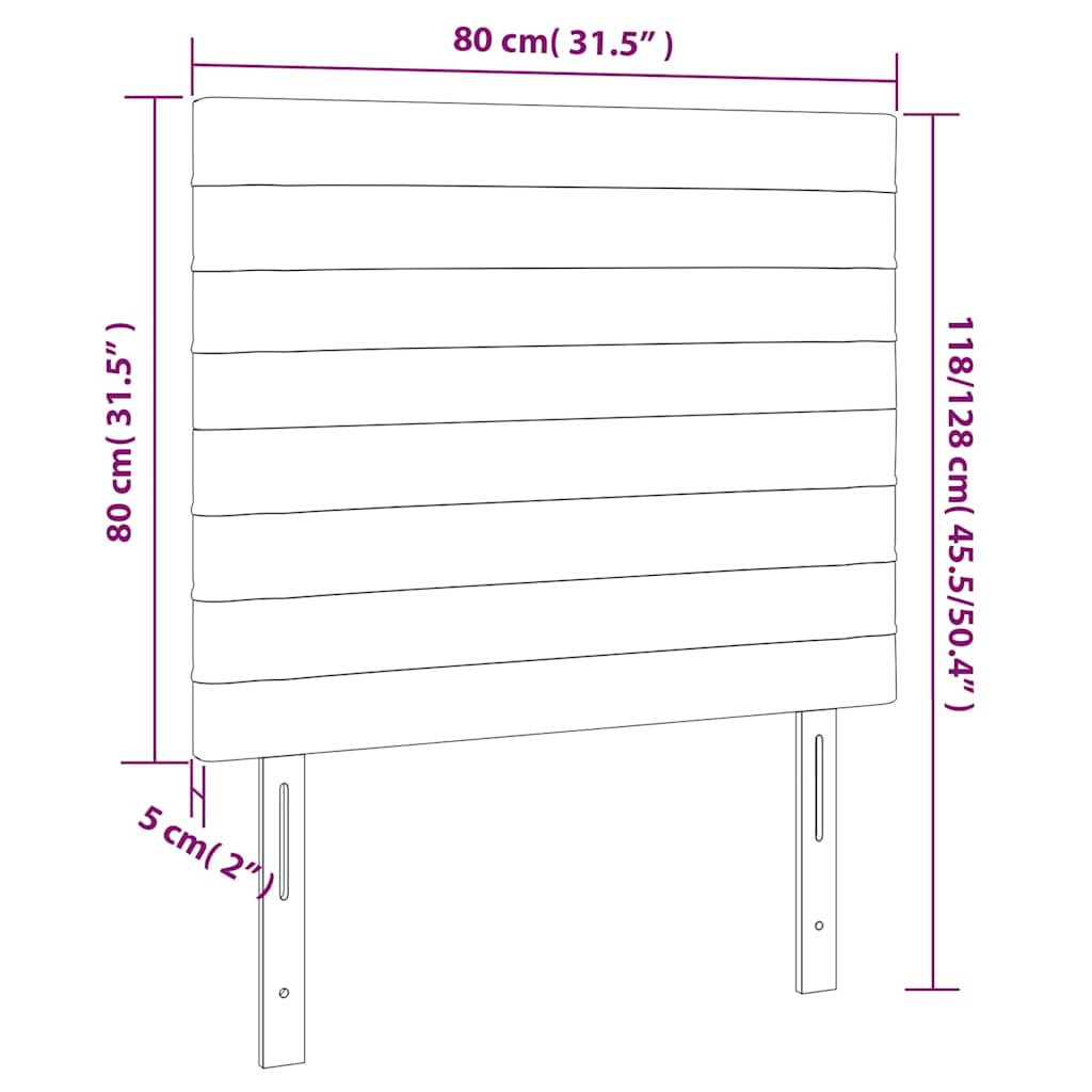 sötétszürke bársony LED-es fejtámla 80x5x118/128 cm