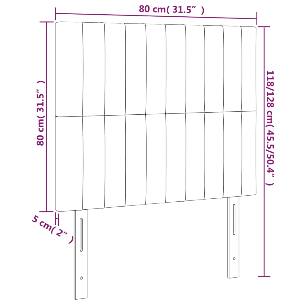rózsaszín bársony LED-es fejtámla 80x5x118/128 cm