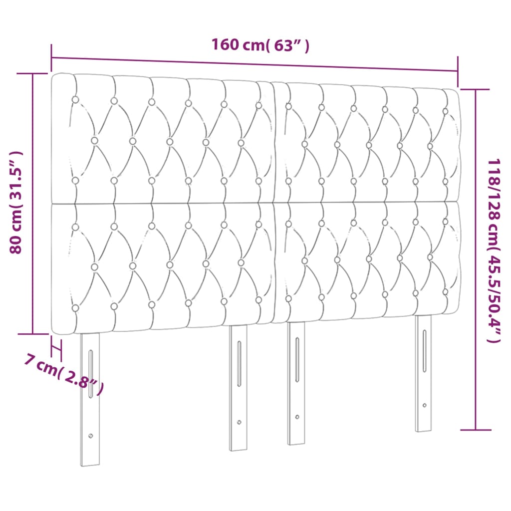 tópszínű szövet LED-es fejtámla 160x7x118/128 cm