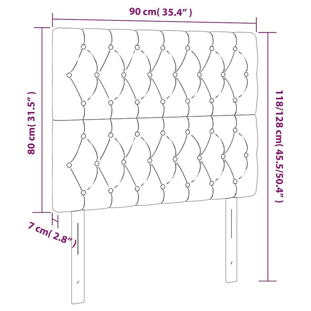 sötétkék bársony LED-es fejtámla 90x7x118/128 cm