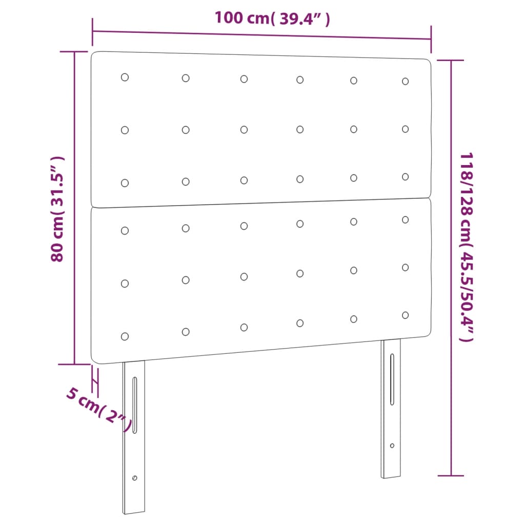világosszürke bársony LED-es fejtámla 100x5x118/128 cm