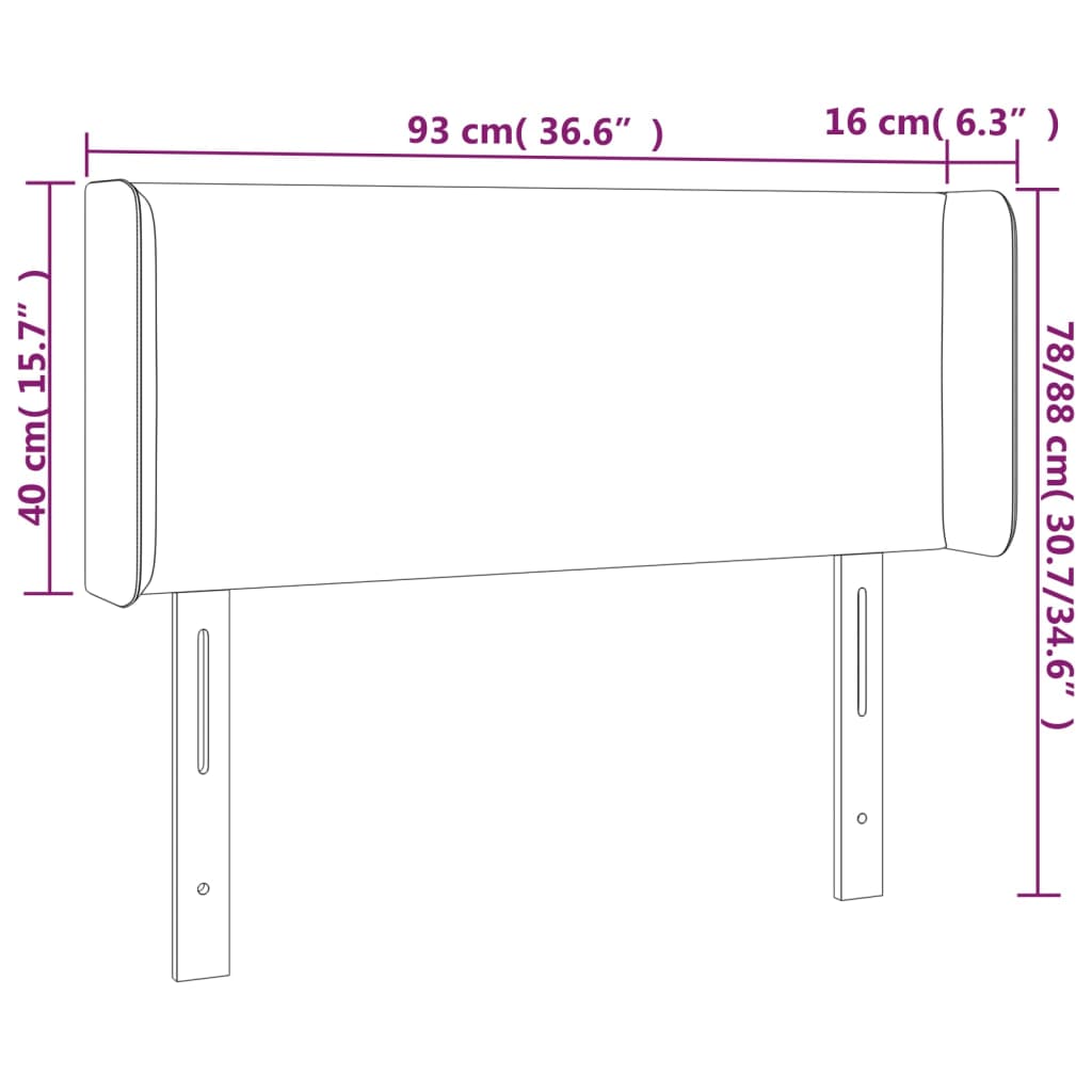 fekete szövet LED-es fejtámla 93 x 16 x 78/88 cm