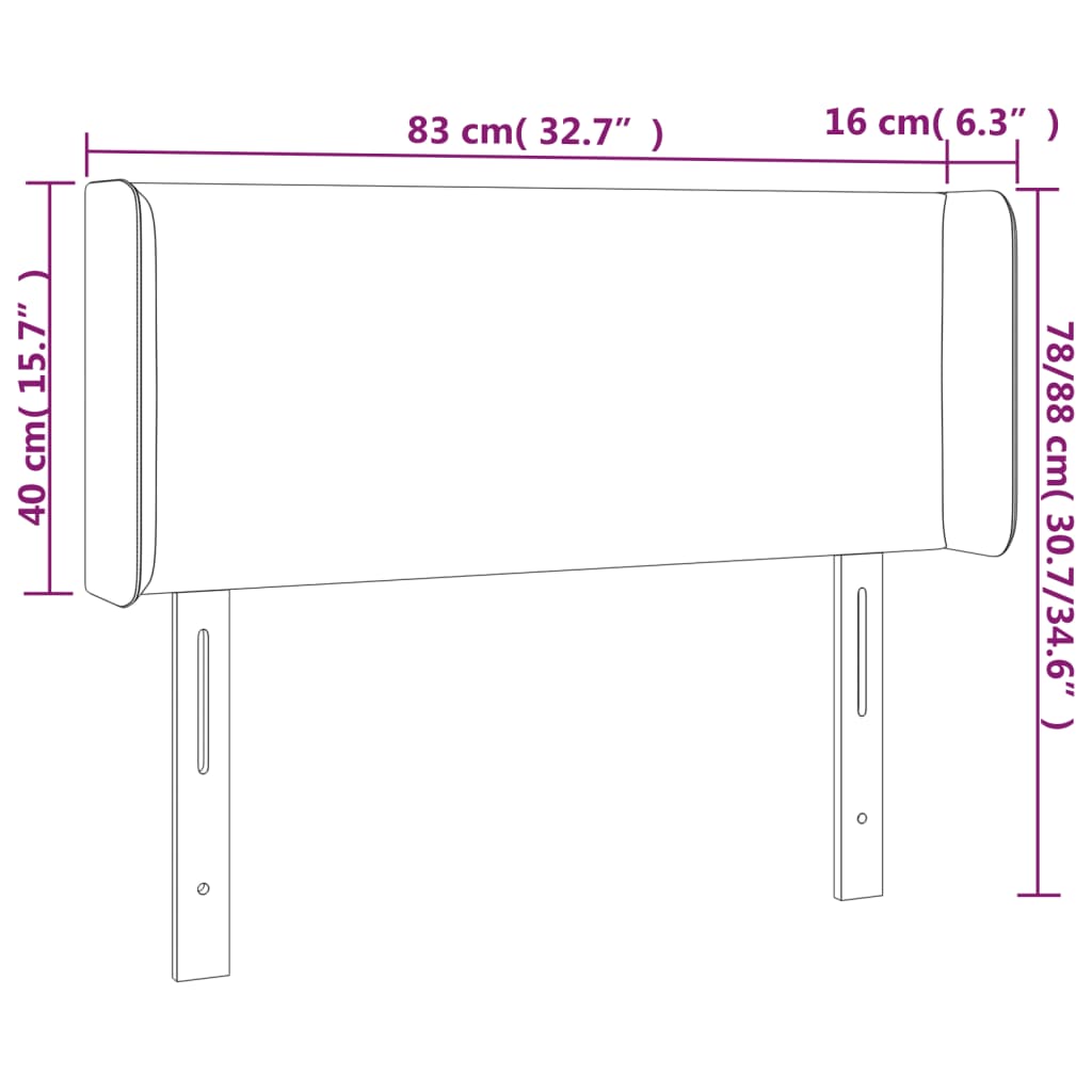 fekete műbőr LED-es fejtámla 83x16x78/88 cm