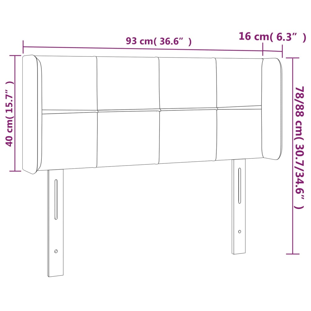 krémszínű szövet LED-es fejtámla 93 x 16 x 78/88 cm