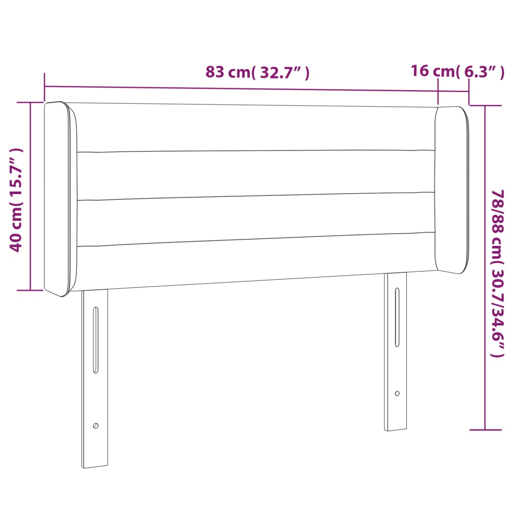 sötétbarna szövet LED-es fejtámla 83 x 16 x 78/88 cm