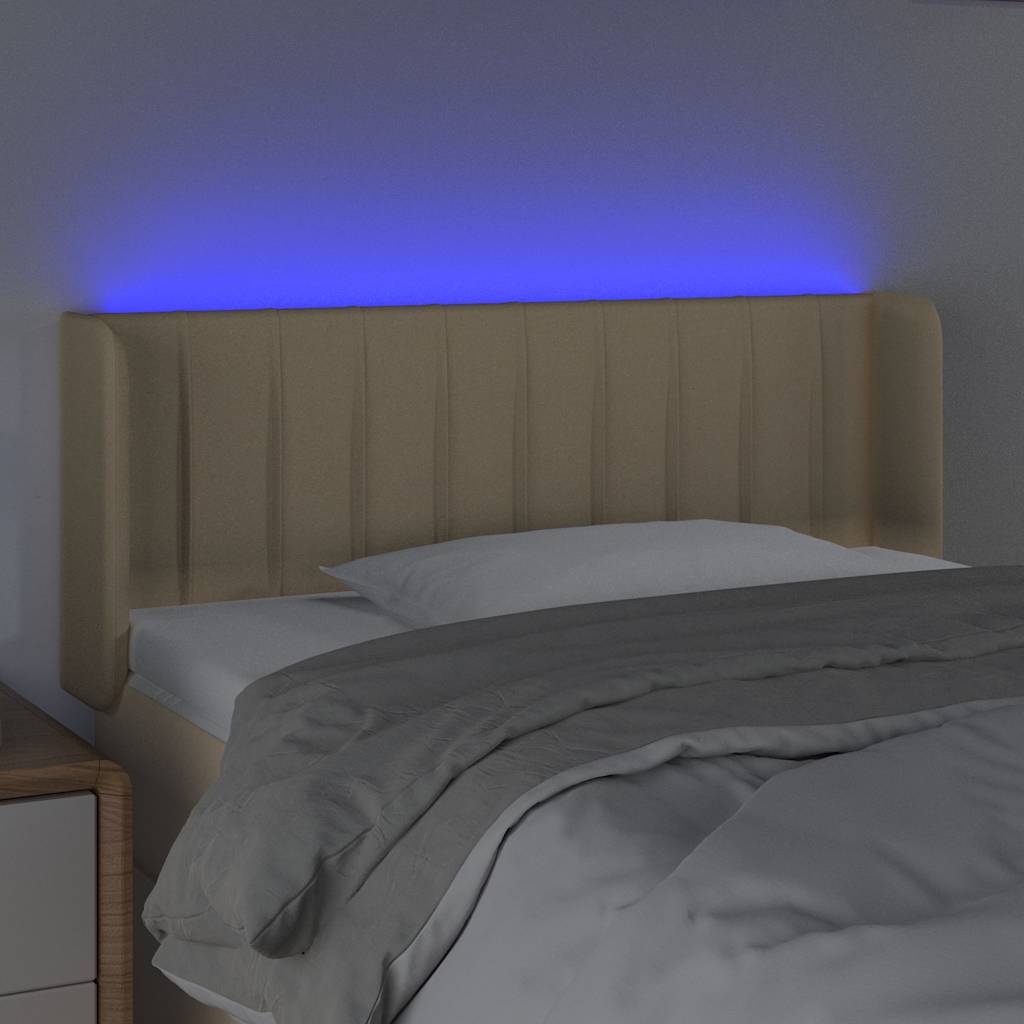 krémszínű szövet LED-es fejtámla 93 x 16 x 78/88 cm