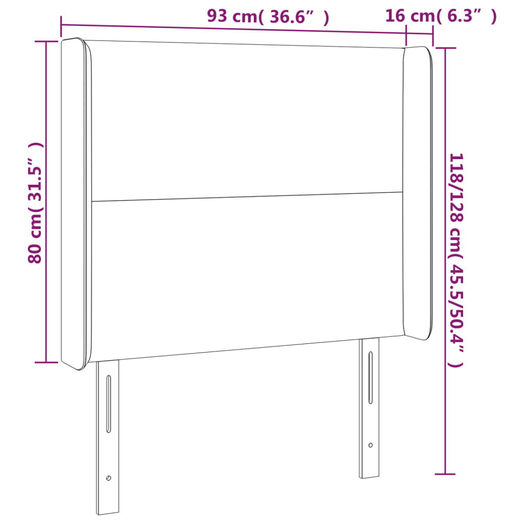 sötétszürke szövet LED-es fejtámla 93x16x118/128 cm