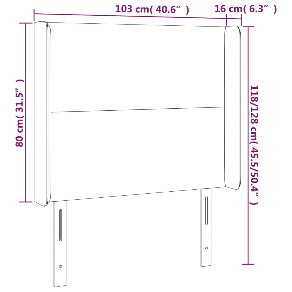 fekete szövet LED-es fejtámla 103x16x118/128 cm