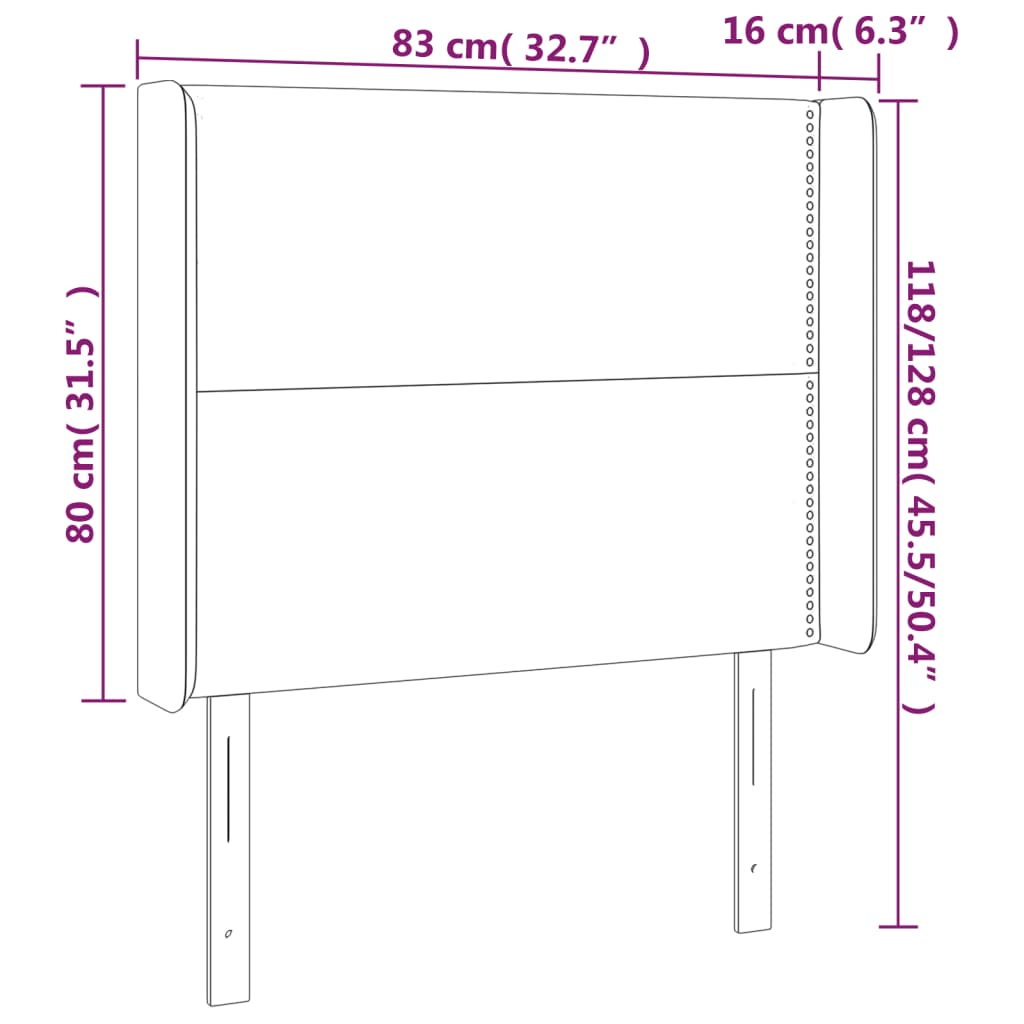 rózsaszín bársony LED-es fejtámla 83x16x118/128 cm