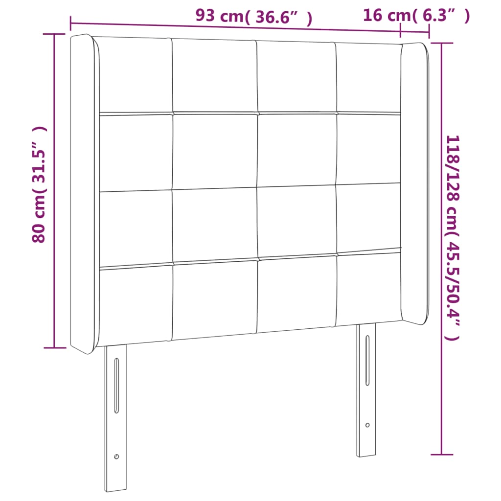 kék szövet LED-es fejtámla 93x16x118/128 cm
