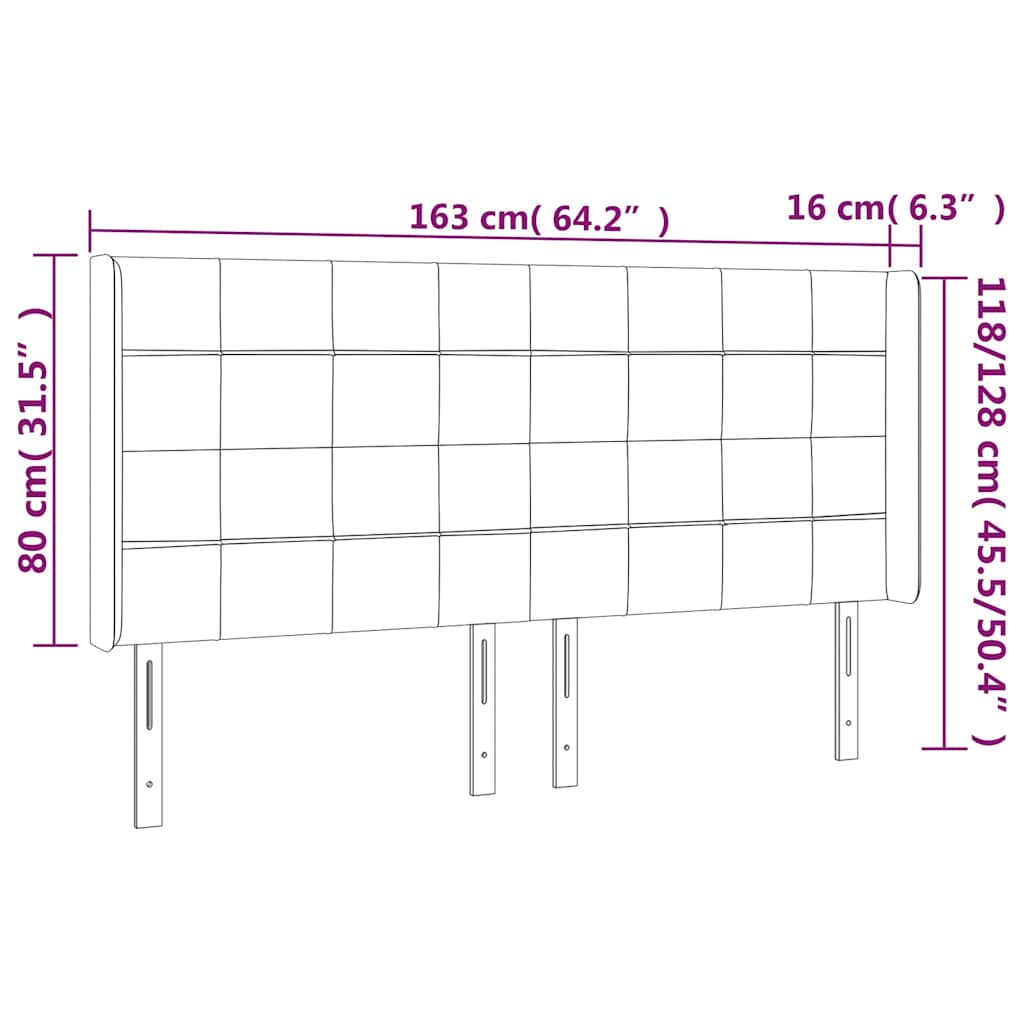 sötétbarna szövet LED-es fejtámla 163x16x118/128 cm