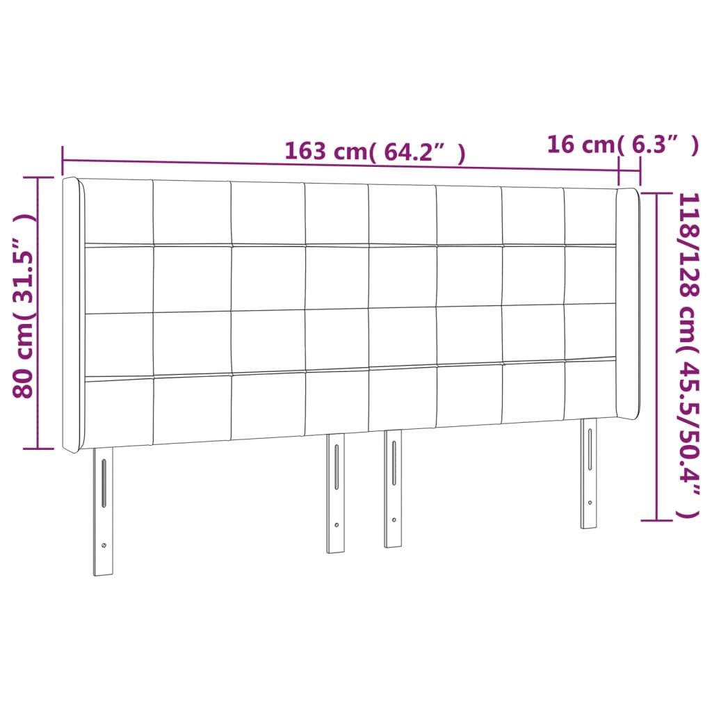 rózsaszín bársony LED-es fejtámla 163x16x118/128 cm