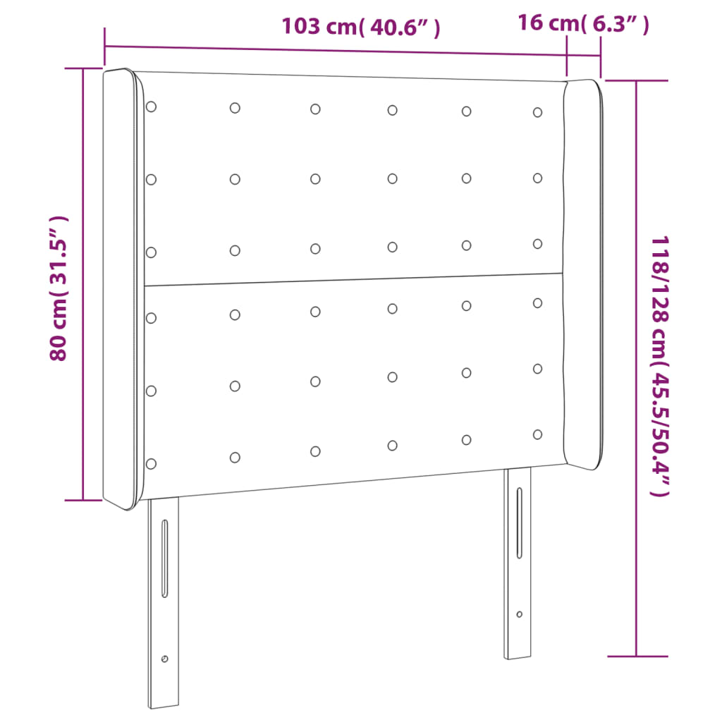fekete műbőr LED-es fejtámla 103x16x118/128 cm