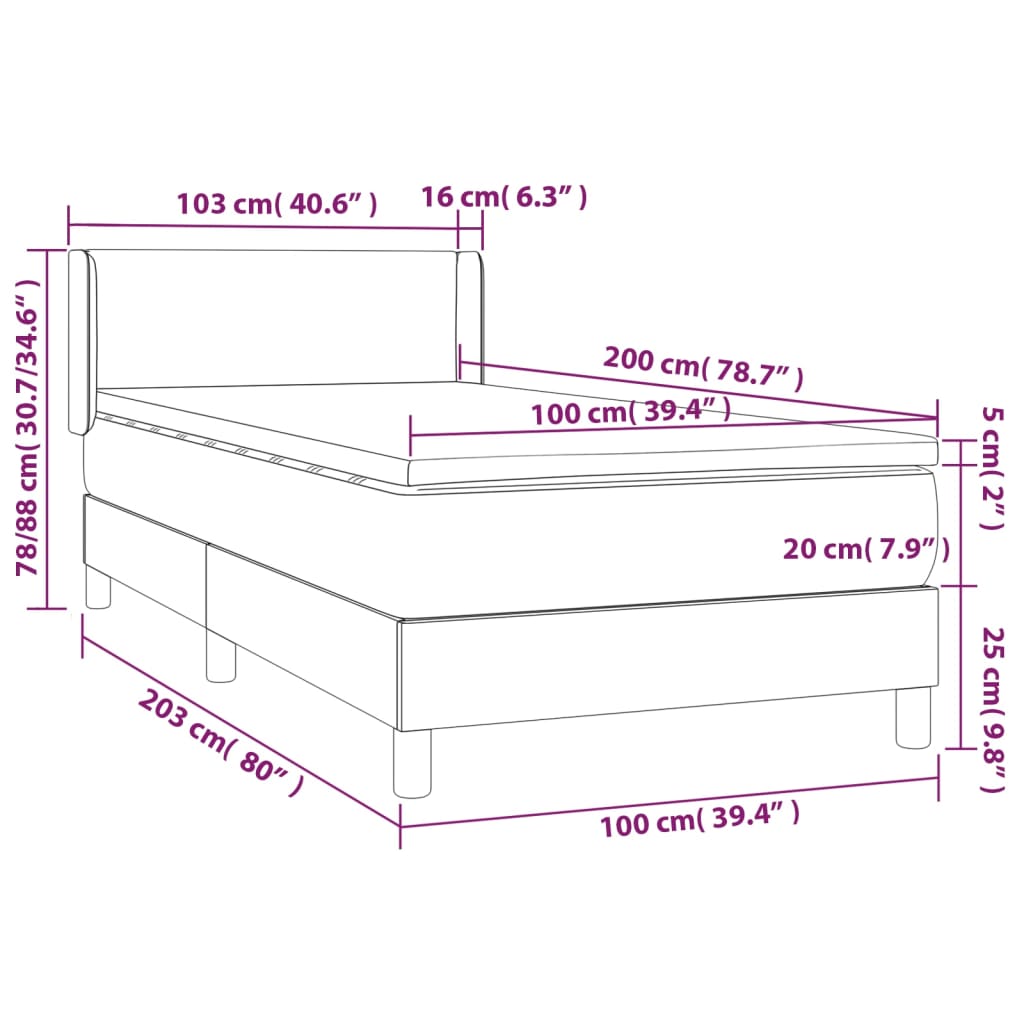 cappuccino színű műbőr rugós ágy matraccal 100 x 200 cm