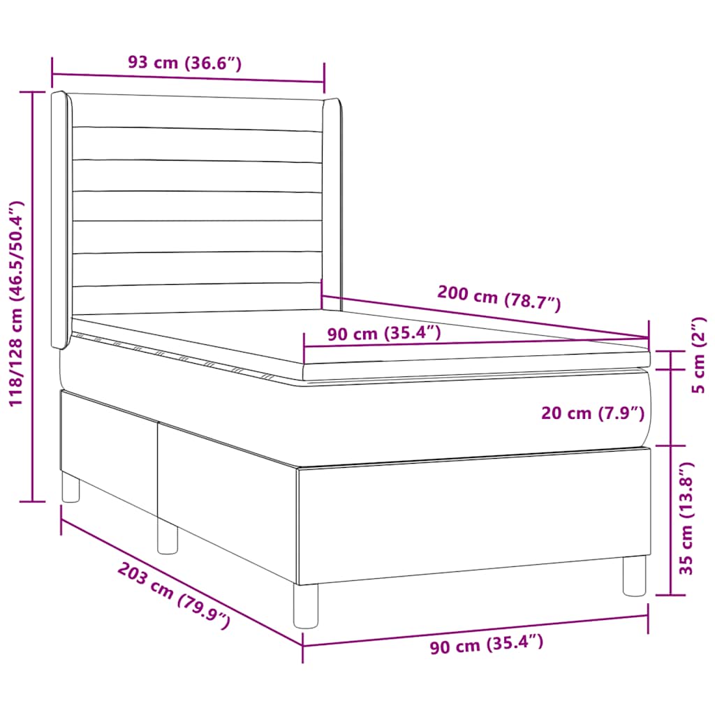 LED Box Spring Ágy fejtámlával szövet