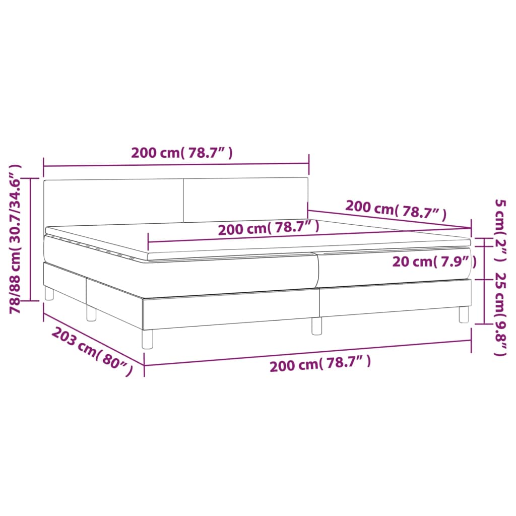 cappuccino színű műbőr rugós ágy matraccal és LED-del 200x200cm