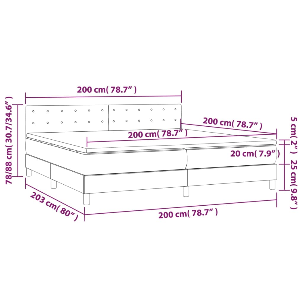 cappuccino színű műbőr rugós ágy matraccal és LED-del 200x200cm