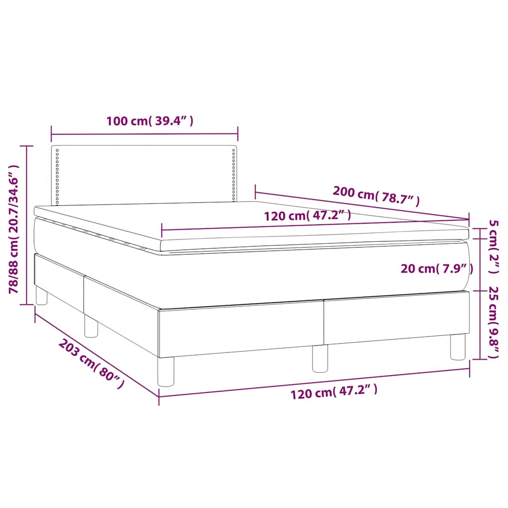 sötétzöld bársony rugós és LED-es ágy matraccal 120x200 cm