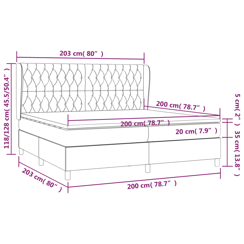 sötétszürke szövet rugós ágy matraccal 200 x 200 cm