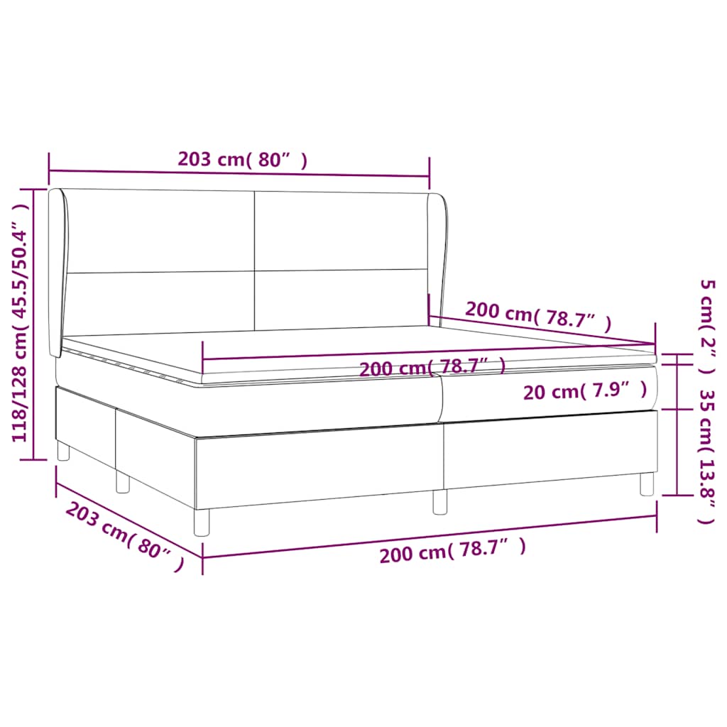 sötétkék bársony rugós ágy matraccal 200x200 cm