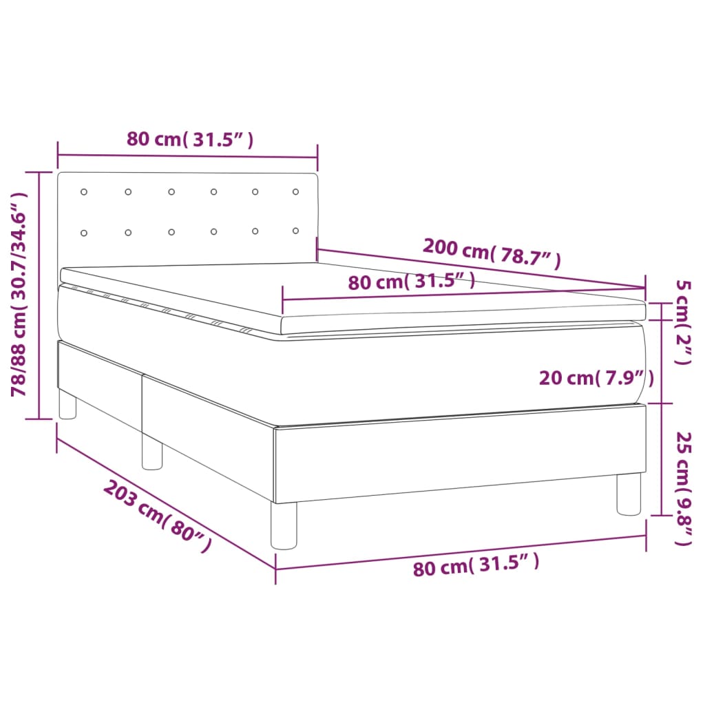 fekete műbőr rugós ágy matraccal 80 x 200 cm