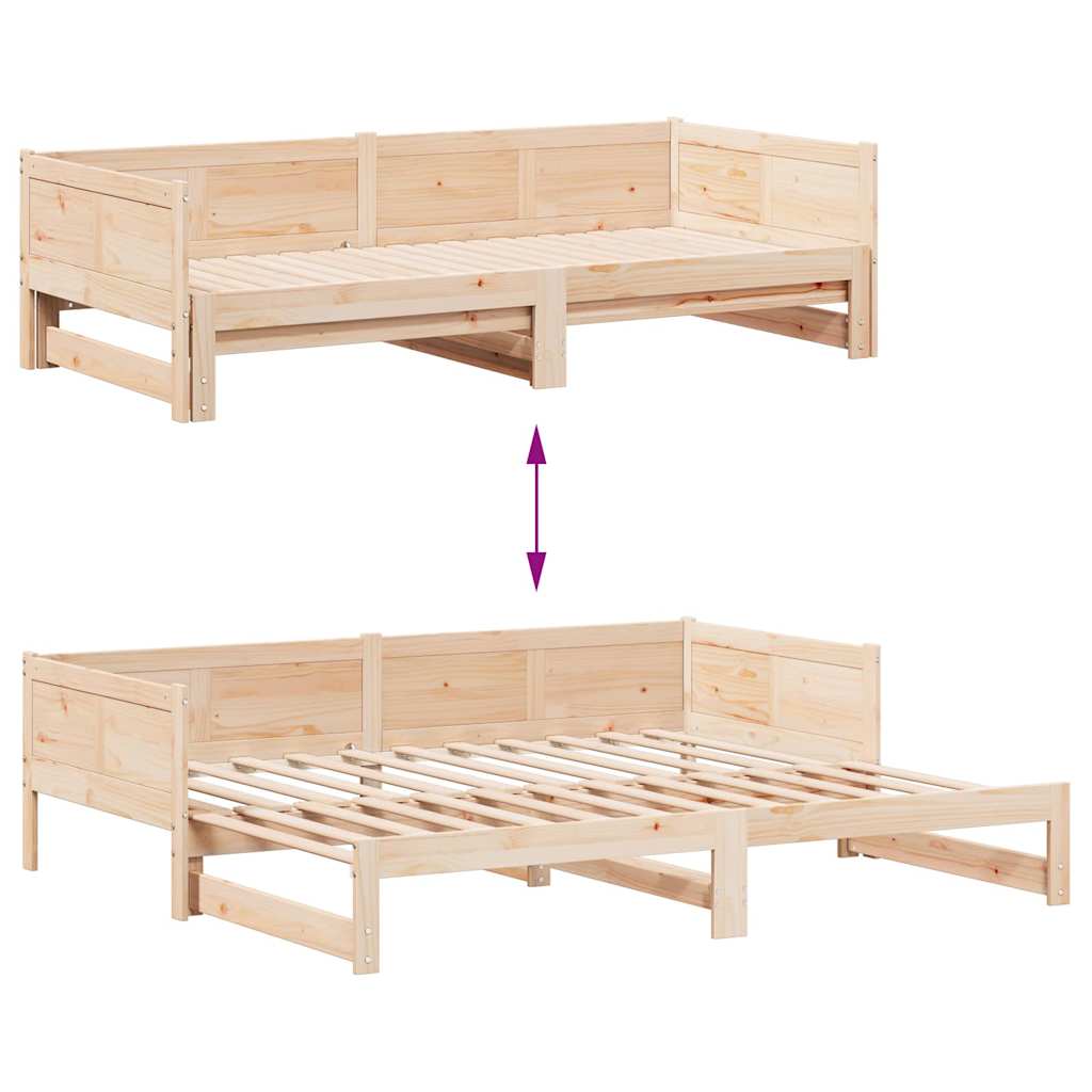 Kihúzható nappali ágy Barna 203,5 x 184 x 56,5 cm Tömör fenyőfa