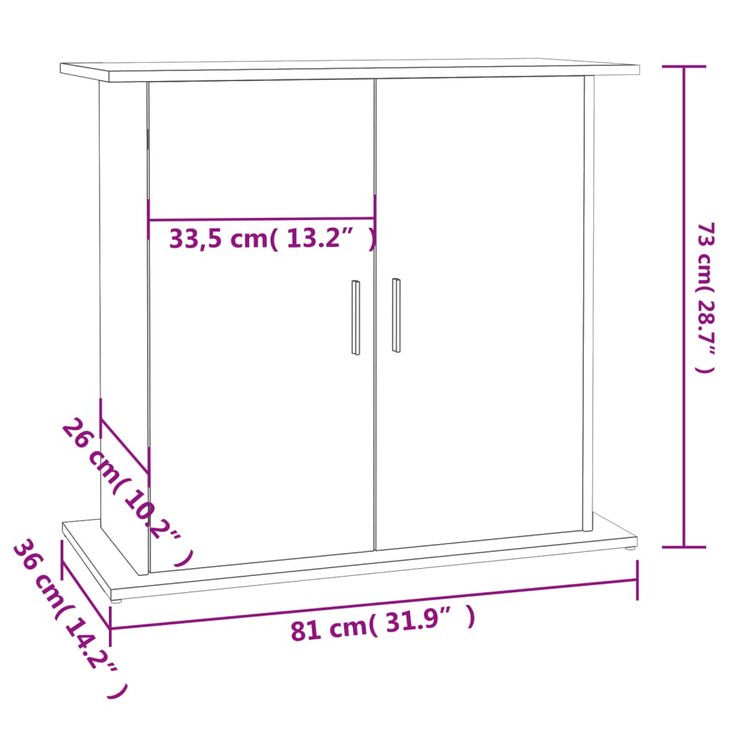 betonszürke akváriumállvány 81 x 36 x 73 cm rétegelt fából
