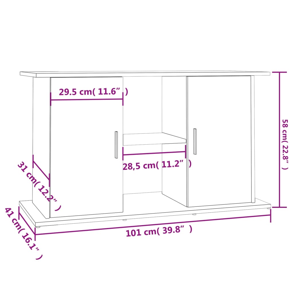 betonszürke akváriumállvány 101 x 41 x 58 cm rétegelt fából