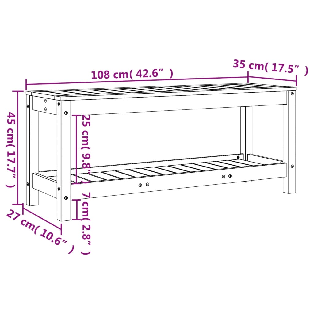 fehér tömör fenyőfa kerti pad 108x35x45 cm