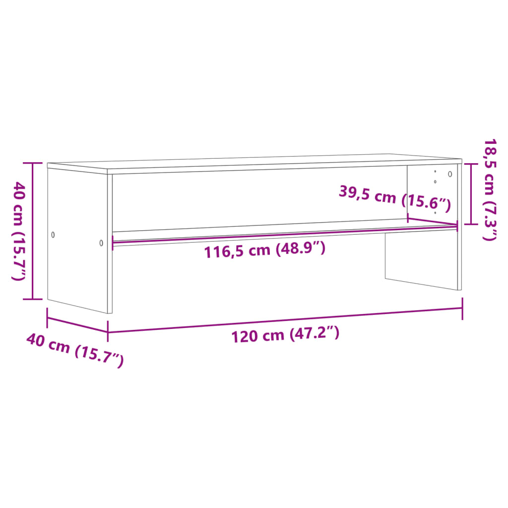füstös tölgy színű szerelt fa TV-szekrény 120 x 40 x 40 cm