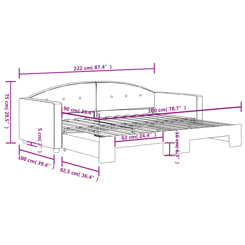 sötétszürke kihúzható bársony heverő 90 x 200 cm