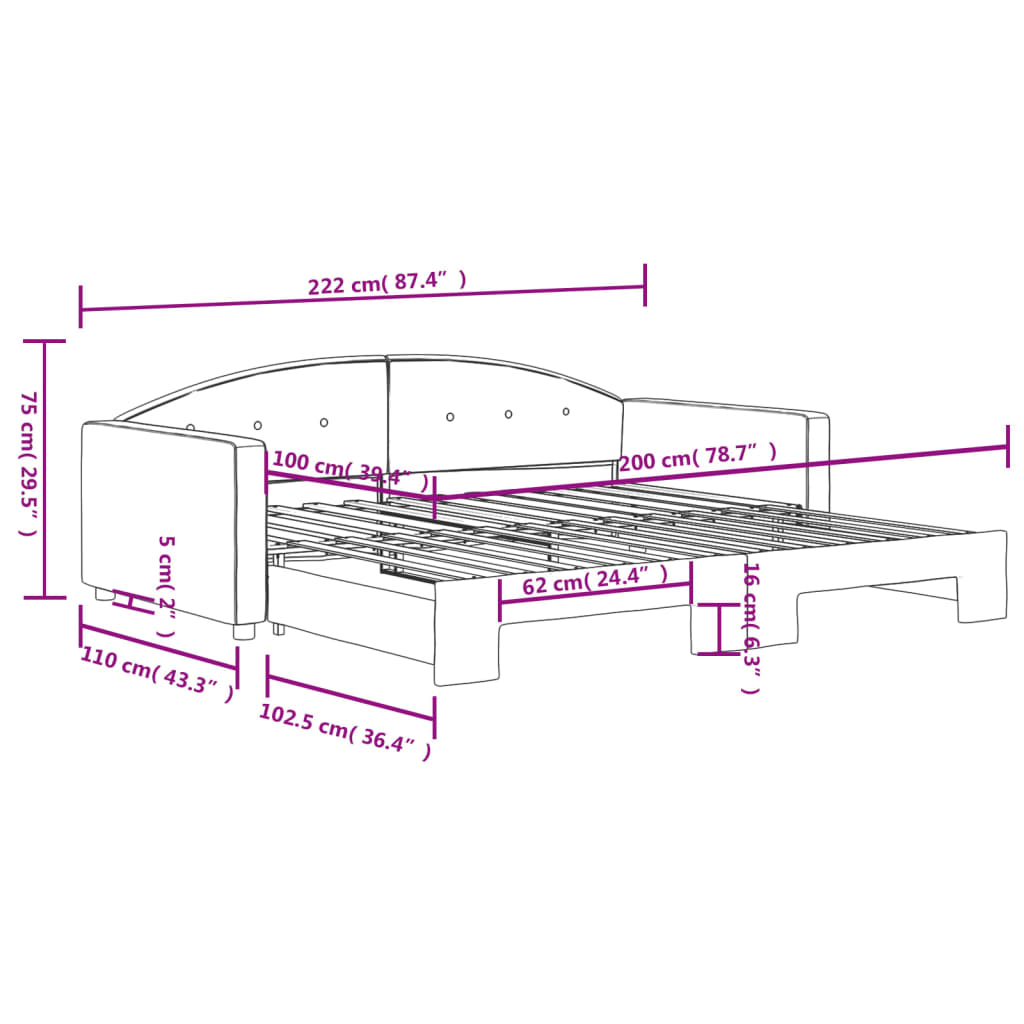 sötétszürke kihúzható bársony heverő 100 x 200 cm