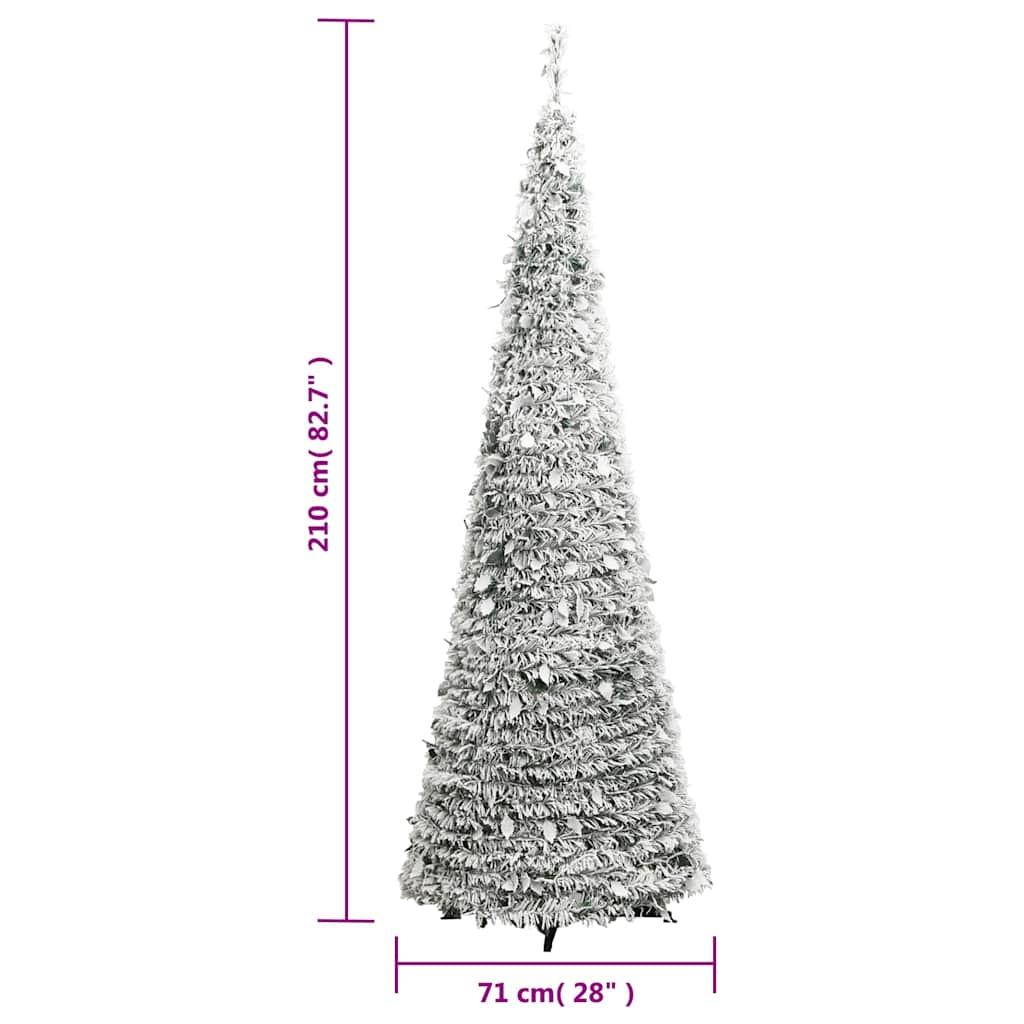 könnyen felállítható műkarácsonyfa hóval 200 LED-del 210 cm