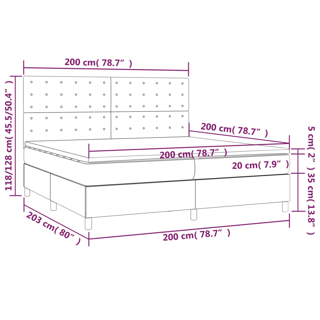 fehér műbőr rugós ágy matraccal 200 x 200 cm
