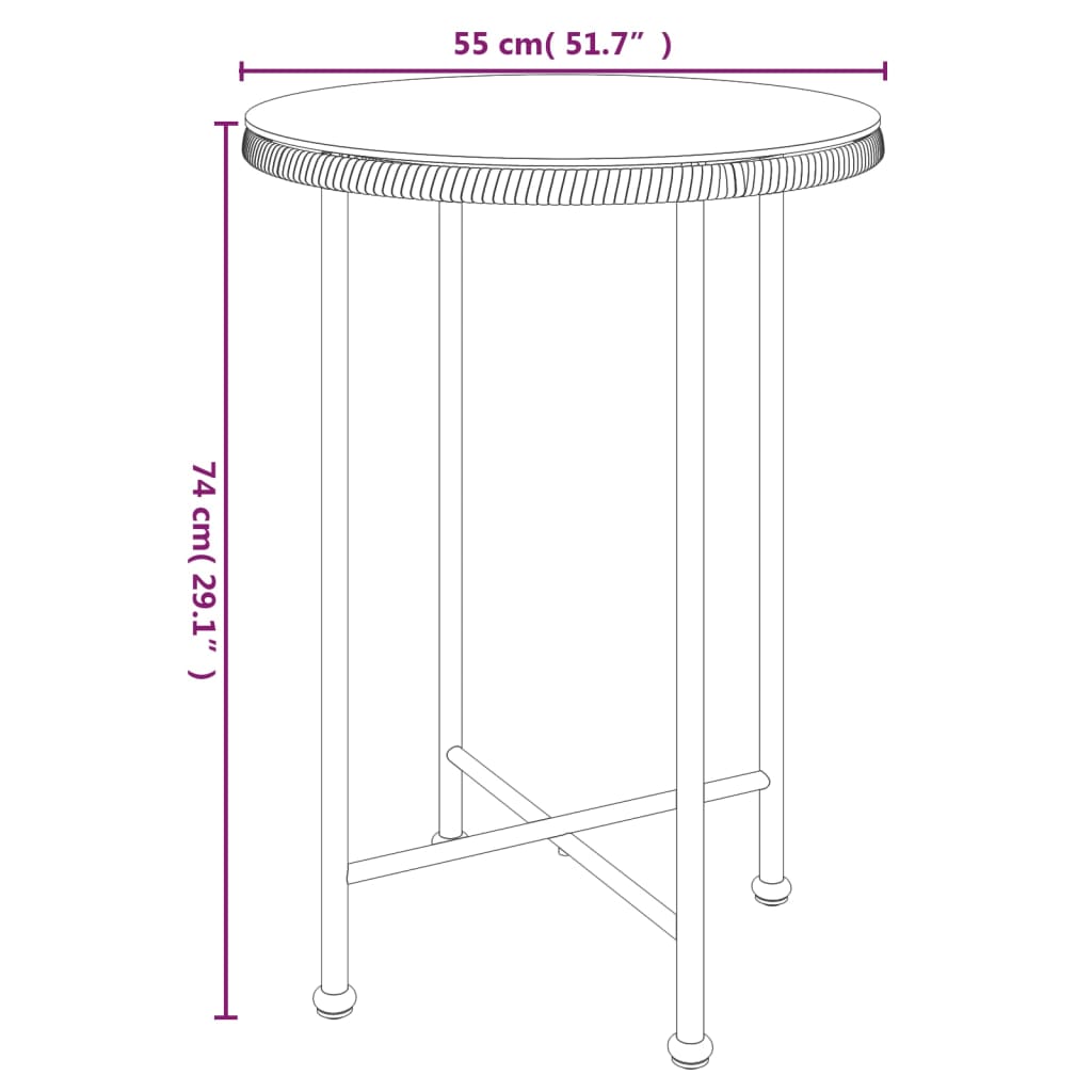 edzett üveg és acél étkezőasztal Ø55 cm